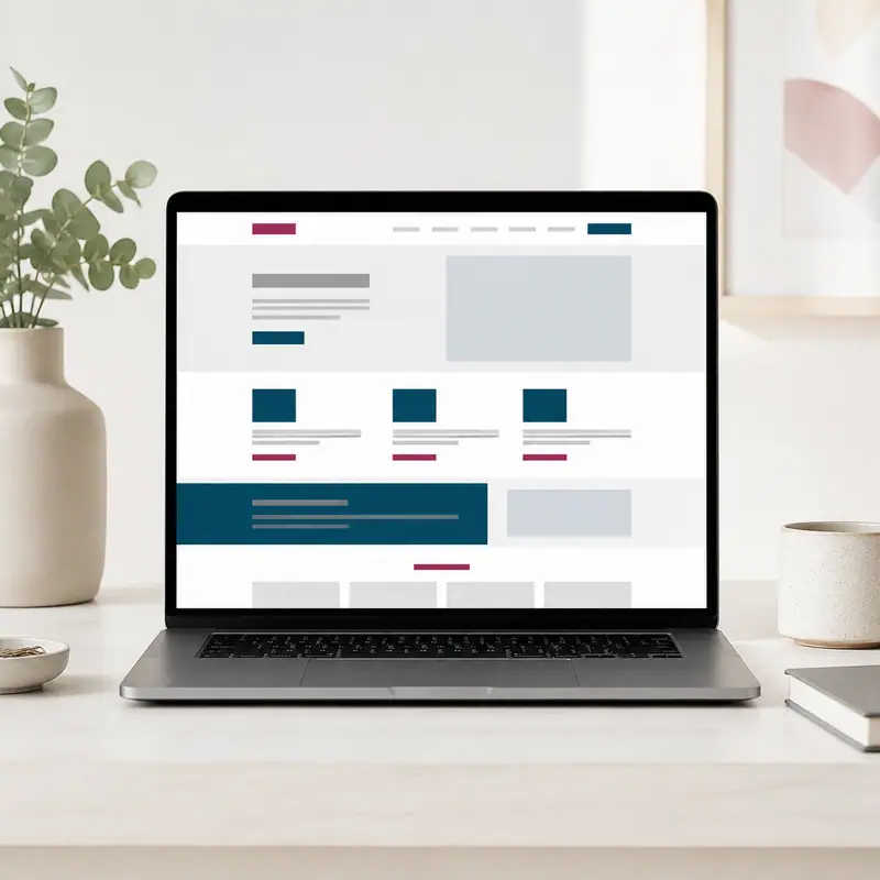 Yerel bir işletmenin web sitesini laptop ekranında gösteren temsili görsel
